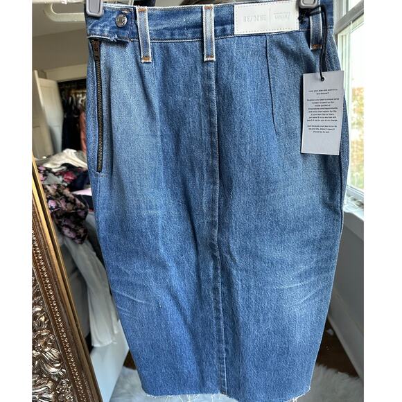 RE/DONE Levi’s Long Indigo Denim Skirt Size 23 NEW NWT! - Picture 7 of 10